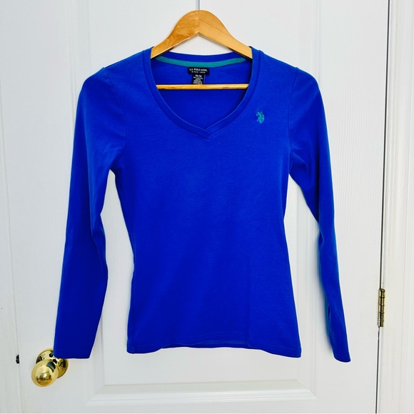 U.S. Polo Assn. Tops - U.S. Polo Assn. Women’s Blue V-Neck Long Sleeve Tee Size M #136